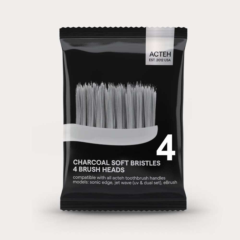 Replacement Brush Heads Charcoal Infused, Bamboo Bristles