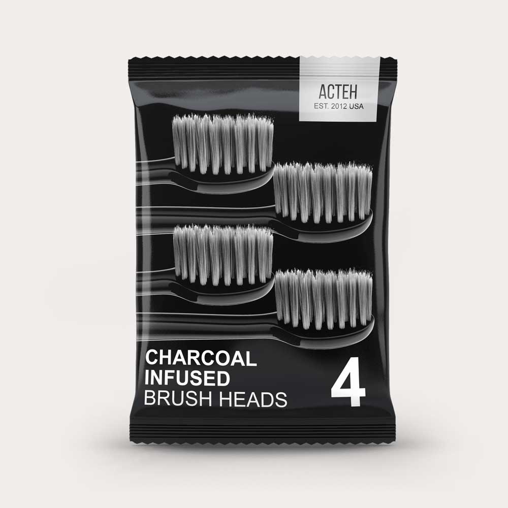 Replacement Brush Heads Charcoal Infused, Bamboo Bristles